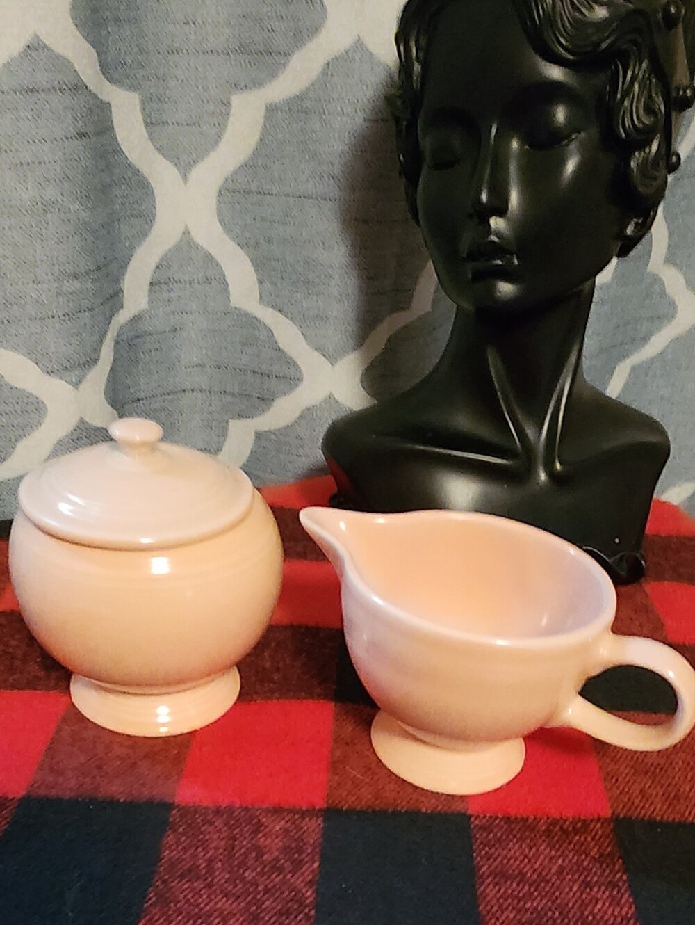 Fiesta Pink Ceramic Sugar Bowl and Creamer Set - Classic Home Dining